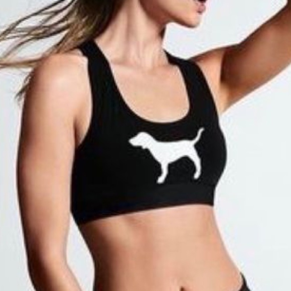 PINK by Victoria’s Secret Black sports bra w/dog